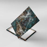 Atum Canvas Wall Art Ancient Egyptian Teal Marble Smoke, Solar Barque Crown, Creator Deity Statue - Wonder Print Shop