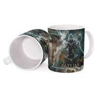 Atum Ceramic Mug Ancient Egyptian Teal Marble Smoke, Solar Barque Crown, Creator Deity Statue - Wonder Print Shop