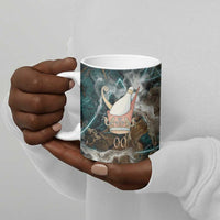 Atum Ceramic Mug Ancient Egyptian Teal Marble Smoke, Solar Barque Crown, Creator Deity Statue - Wonder Print Shop