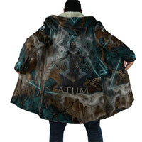 Atum Cloak Ancient Egyptian Teal Marble Smoke, Solar Barque Crown, Creator Deity Statue - Wonder Print Shop