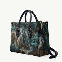 Atum Leather Bag Ancient Egyptian Teal Marble Smoke, Solar Barque Crown, Creator Deity Statue - Wonder Print Shop