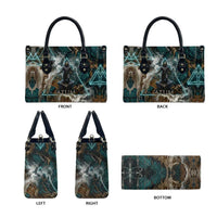 Atum Leather Bag Ancient Egyptian Teal Marble Smoke, Solar Barque Crown, Creator Deity Statue - Wonder Print Shop