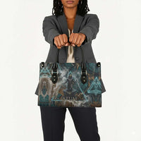 Atum Leather Bag Ancient Egyptian Teal Marble Smoke, Solar Barque Crown, Creator Deity Statue - Wonder Print Shop