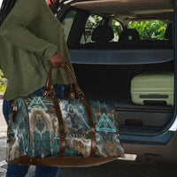 Atum Travel Bag Ancient Egyptian Teal Marble Smoke, Solar Barque Crown, Creator Deity Statue - Wonder Print Shop