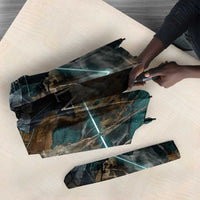 Atum Umbrella Ancient Egyptian Teal Marble Smoke, Solar Barque Crown, Creator Deity Statue - Wonder Print Shop