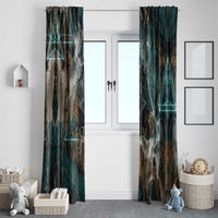 Atum Window Curtain Ancient Egyptian Teal Marble Smoke, Solar Barque Crown, Creator Deity Statue - Wonder Print Shop