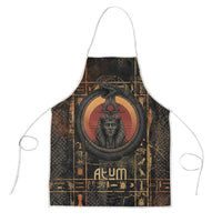 Atum Ancient Egyptian Apron with Dark Hieroglyph Grid, Ouroboros Serpent Ring and The Final Serpent - Wonder Print Shop