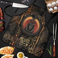 Atum Ancient Egyptian Apron with Dark Hieroglyph Grid, Ouroboros Serpent Ring and The Final Serpent - Wonder Print Shop
