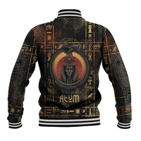 Atum Ancient Egyptian Baseball Jacket with Dark Hieroglyph Grid, Ouroboros Serpent Ring and The Final Serpent - Wonder Print Shop