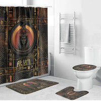 Atum Ancient Egyptian Bathroom Set with Dark Hieroglyph Grid, Ouroboros Serpent Ring and The Final Serpent - Wonder Print Shop