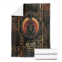 Atum Ancient Egyptian Blanket with Dark Hieroglyph Grid, Ouroboros Serpent Ring and The Final Serpent - Wonder Print Shop