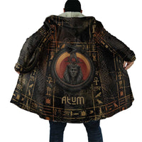 Atum Ancient Egyptian Cloak with Dark Hieroglyph Grid, Ouroboros Serpent Ring and The Final Serpent - Wonder Print Shop
