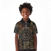 Atum Ancient Egyptian Kid Polo Shirt with Dark Hieroglyph Grid, Ouroboros Serpent Ring and The Final Serpent - Wonder Print Shop