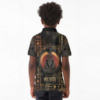 Atum Ancient Egyptian Kid Polo Shirt with Dark Hieroglyph Grid, Ouroboros Serpent Ring and The Final Serpent - Wonder Print Shop