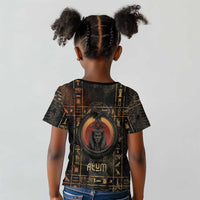 Atum Ancient Egyptian Kid T shirt with Dark Hieroglyph Grid, Ouroboros Serpent Ring and The Final Serpent - Wonder Print Shop