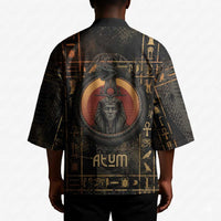 Atum Ancient Egyptian Kimono with Dark Hieroglyph Grid, Ouroboros Serpent Ring and The Final Serpent - Wonder Print Shop
