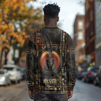Atum Ancient Egyptian Long Sleeve Shirt with Dark Hieroglyph Grid, Ouroboros Serpent Ring and The Final Serpent - Wonder Print Shop