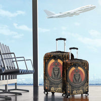 Atum Ancient Egyptian Luggage Cover with Dark Hieroglyph Grid, Ouroboros Serpent Ring and The Final Serpent - Wonder Print Shop