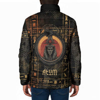 Atum Ancient Egyptian Padded Jacket with Dark Hieroglyph Grid, Ouroboros Serpent Ring and The Final Serpent - Wonder Print Shop