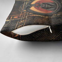 Atum Ancient Egyptian Pillow Cover with Dark Hieroglyph Grid, Ouroboros Serpent Ring and The Final Serpent - Wonder Print Shop