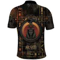 Atum Ancient Egyptian Polo Shirt with Dark Hieroglyph Grid, Ouroboros Serpent Ring and The Final Serpent - Wonder Print Shop