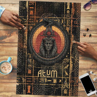 Atum Ancient Egyptian Puzzle with Dark Hieroglyph Grid, Ouroboros Serpent Ring and The Final Serpent - Wonder Print Shop