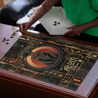 Atum Ancient Egyptian Puzzle with Dark Hieroglyph Grid, Ouroboros Serpent Ring and The Final Serpent - Wonder Print Shop