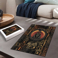 Atum Ancient Egyptian Puzzle with Dark Hieroglyph Grid, Ouroboros Serpent Ring and The Final Serpent - Wonder Print Shop