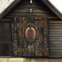 Atum Ancient Egyptian Quilt with Dark Hieroglyph Grid, Ouroboros Serpent Ring and The Final Serpent - Wonder Print Shop