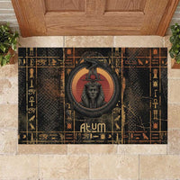 Atum Ancient Egyptian Rubber Doormat with Dark Hieroglyph Grid, Ouroboros Serpent Ring and The Final Serpent - Wonder Print Shop