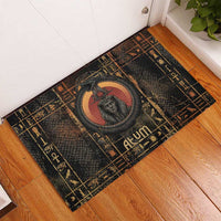 Atum Ancient Egyptian Rubber Doormat with Dark Hieroglyph Grid, Ouroboros Serpent Ring and The Final Serpent - Wonder Print Shop