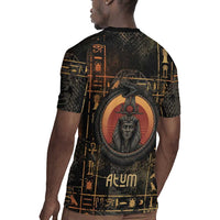 Atum Ancient Egyptian Rugby Jersey with Dark Hieroglyph Grid, Ouroboros Serpent Ring and The Final Serpent - Wonder Print Shop