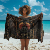 Atum Ancient Egyptian Sarong with Dark Hieroglyph Grid, Ouroboros Serpent Ring and The Final Serpent - Wonder Print Shop