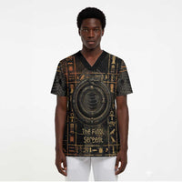 Atum Ancient Egyptian Scrub Top with Dark Hieroglyph Grid, Ouroboros Serpent Ring and The Final Serpent - Wonder Print Shop