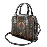 Atum Ancient Egyptian Shoulder Handbag with Dark Hieroglyph Grid, Ouroboros Serpent Ring and The Final Serpent - Wonder Print Shop
