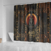Atum Ancient Egyptian Shower Curtain with Dark Hieroglyph Grid, Ouroboros Serpent Ring and The Final Serpent - Wonder Print Shop