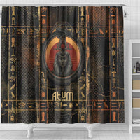 Atum Ancient Egyptian Shower Curtain with Dark Hieroglyph Grid, Ouroboros Serpent Ring and The Final Serpent - Wonder Print Shop