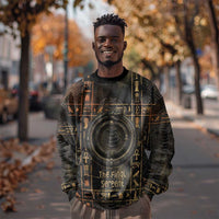 Atum Ancient Egyptian Sweatshirt with Dark Hieroglyph Grid, Ouroboros Serpent Ring and The Final Serpent - Wonder Print Shop