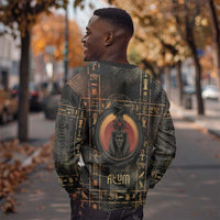 Atum Ancient Egyptian Sweatshirt with Dark Hieroglyph Grid, Ouroboros Serpent Ring and The Final Serpent - Wonder Print Shop