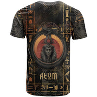 Atum Ancient Egyptian T shirt with Dark Hieroglyph Grid, Ouroboros Serpent Ring and The Final Serpent - Wonder Print Shop