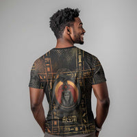 Atum Ancient Egyptian T shirt with Dark Hieroglyph Grid, Ouroboros Serpent Ring and The Final Serpent - Wonder Print Shop
