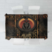Atum Ancient Egyptian Tablecloth with Dark Hieroglyph Grid, Ouroboros Serpent Ring and The Final Serpent - Wonder Print Shop