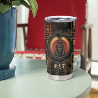 Atum Ancient Egyptian Tumbler Cup with Dark Hieroglyph Grid, Ouroboros Serpent Ring and The Final Serpent - Wonder Print Shop