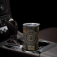 Atum Ancient Egyptian Tumbler Cup with Dark Hieroglyph Grid, Ouroboros Serpent Ring and The Final Serpent - Wonder Print Shop