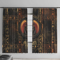 Atum Ancient Egyptian Window Curtain with Dark Hieroglyph Grid, Ouroboros Serpent Ring and The Final Serpent - Wonder Print Shop
