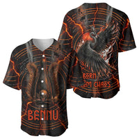 Bennu Baseball Jersey Ancient Egyptian Lava Crack Texture, Phoenix Firebird and Reborn from Chaos - Wonder Print Shop