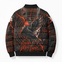 Bennu Bomber Puffer Jacket Ancient Egyptian Lava Crack Texture, Phoenix Firebird and Reborn from Chaos - Wonder Print Shop