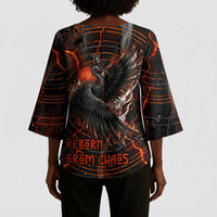 Bennu Kimono Sleeve Blouse Ancient Egyptian Lava Crack Texture, Phoenix Firebird and Reborn from Chaos - Wonder Print Shop