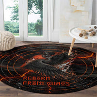 Bennu Round Carpet Ancient Egyptian Lava Crack Texture, Phoenix Firebird and Reborn from Chaos - Wonder Print Shop
