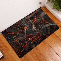 Bennu Rubber Doormat Ancient Egyptian Lava Crack Texture, Phoenix Firebird and Reborn from Chaos - Wonder Print Shop